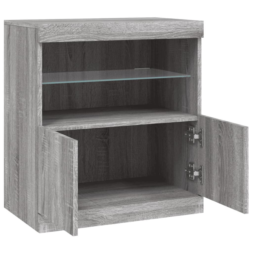 Sānu skapītis ar LED apgaismojumu, ozolkoka pelēks, 60,5x37x67cm