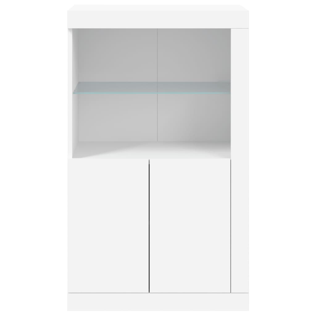 Sideboard with LED lights, white, engineered wood