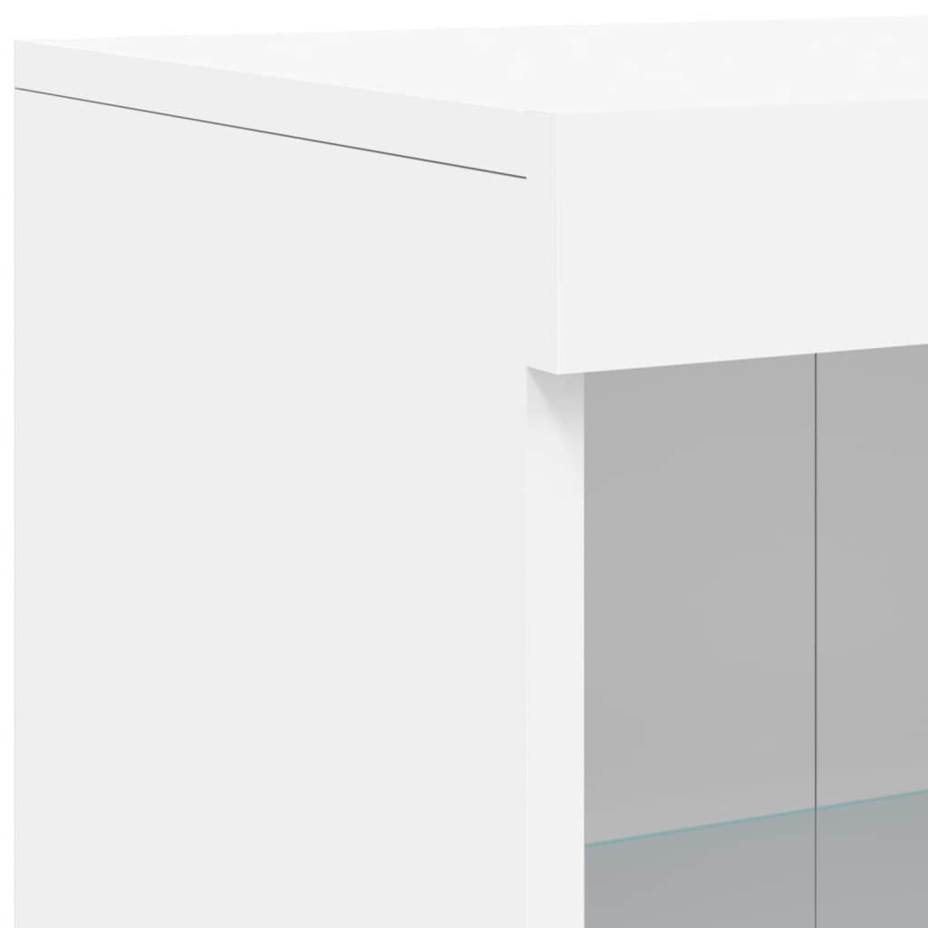 Sideboard with LED lights, white, engineered wood