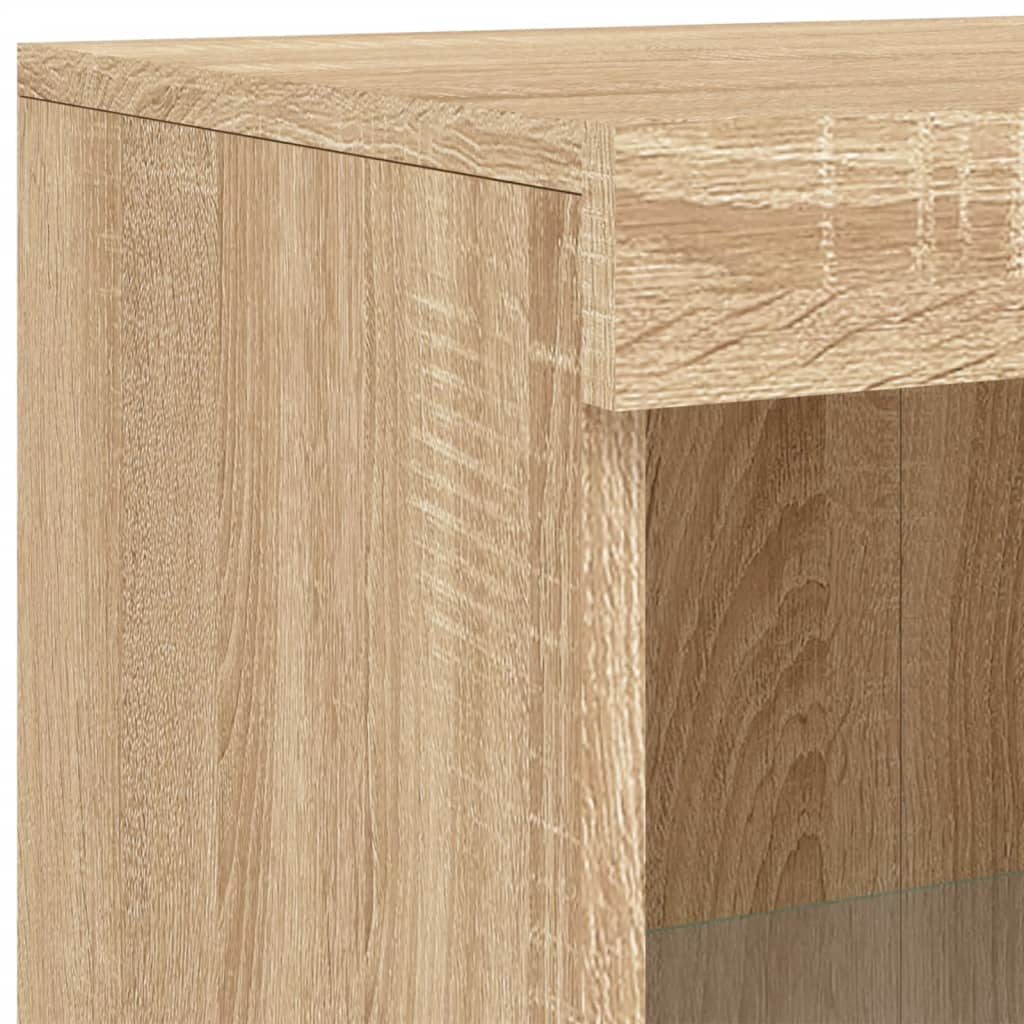 Sideboard with LED lights, oak, engineered wood