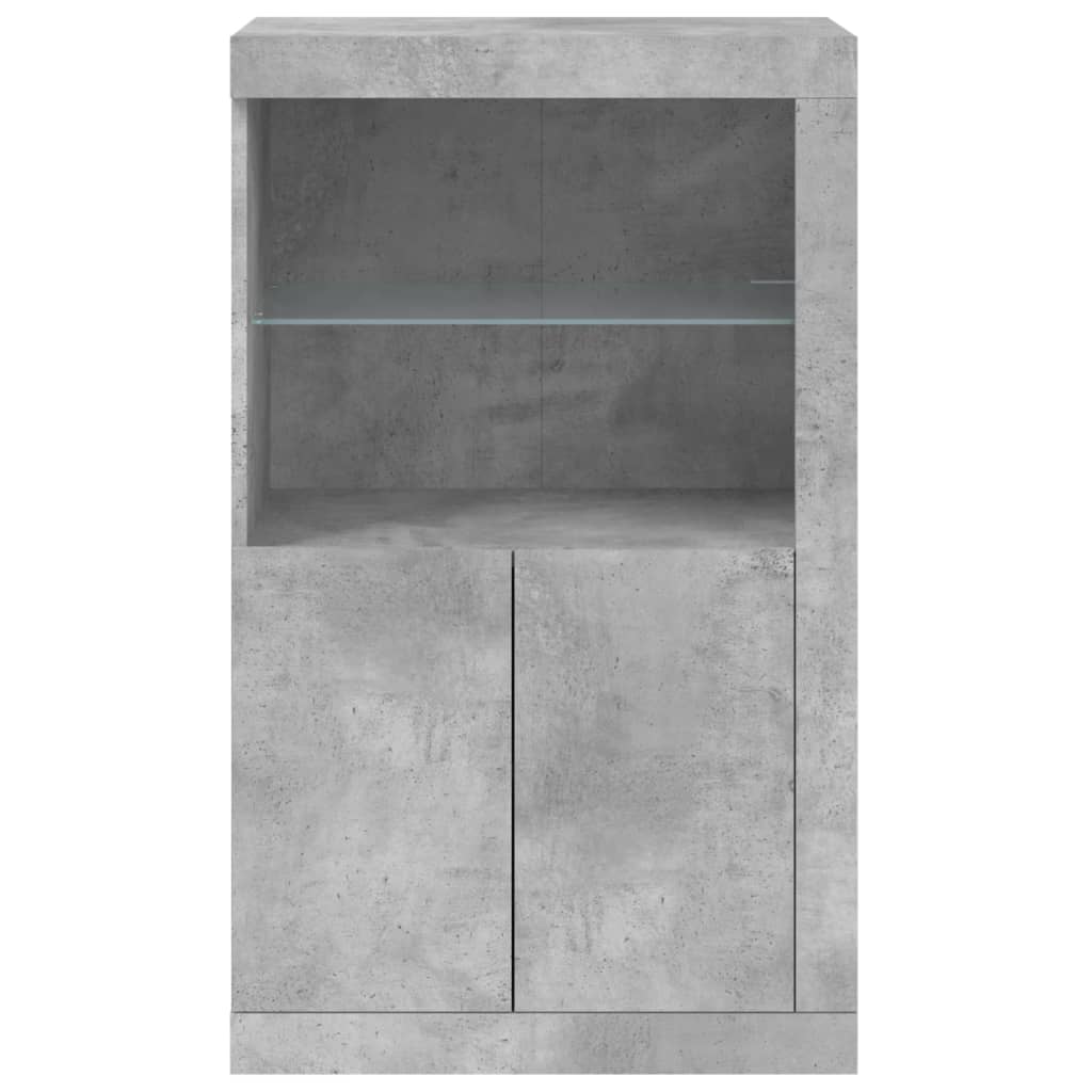 Sideboard with LED lights, concrete, engineered wood