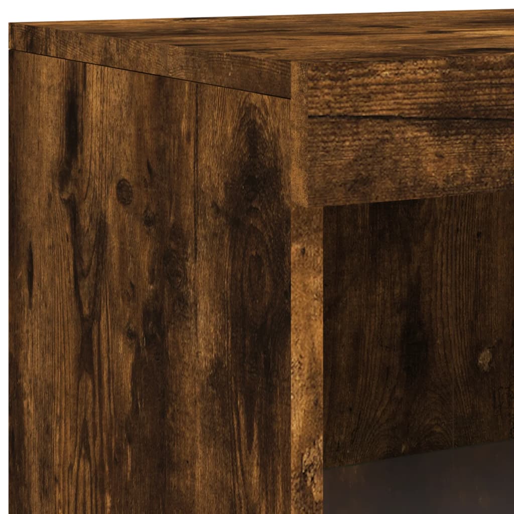 Sideboard with LED lights, smoked oak, wood