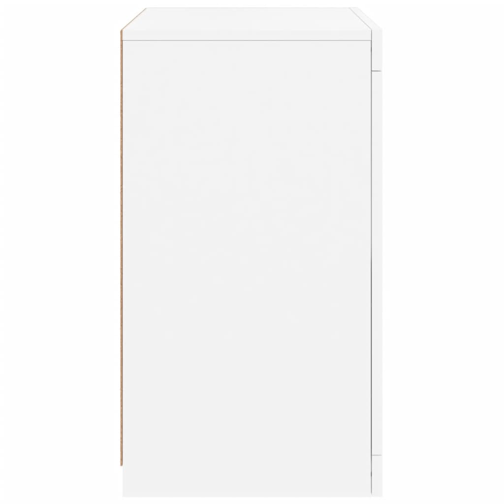 Šoninės spintelės su LED lemputėmis, 2vnt., baltos, mediena
