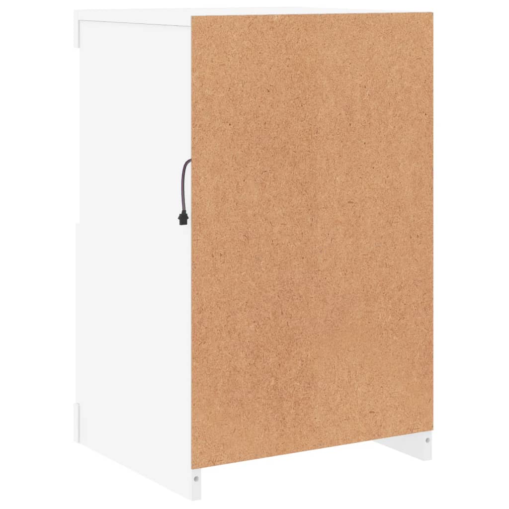 Side Cabinets with LED Lights, 2 pcs., White, Wood