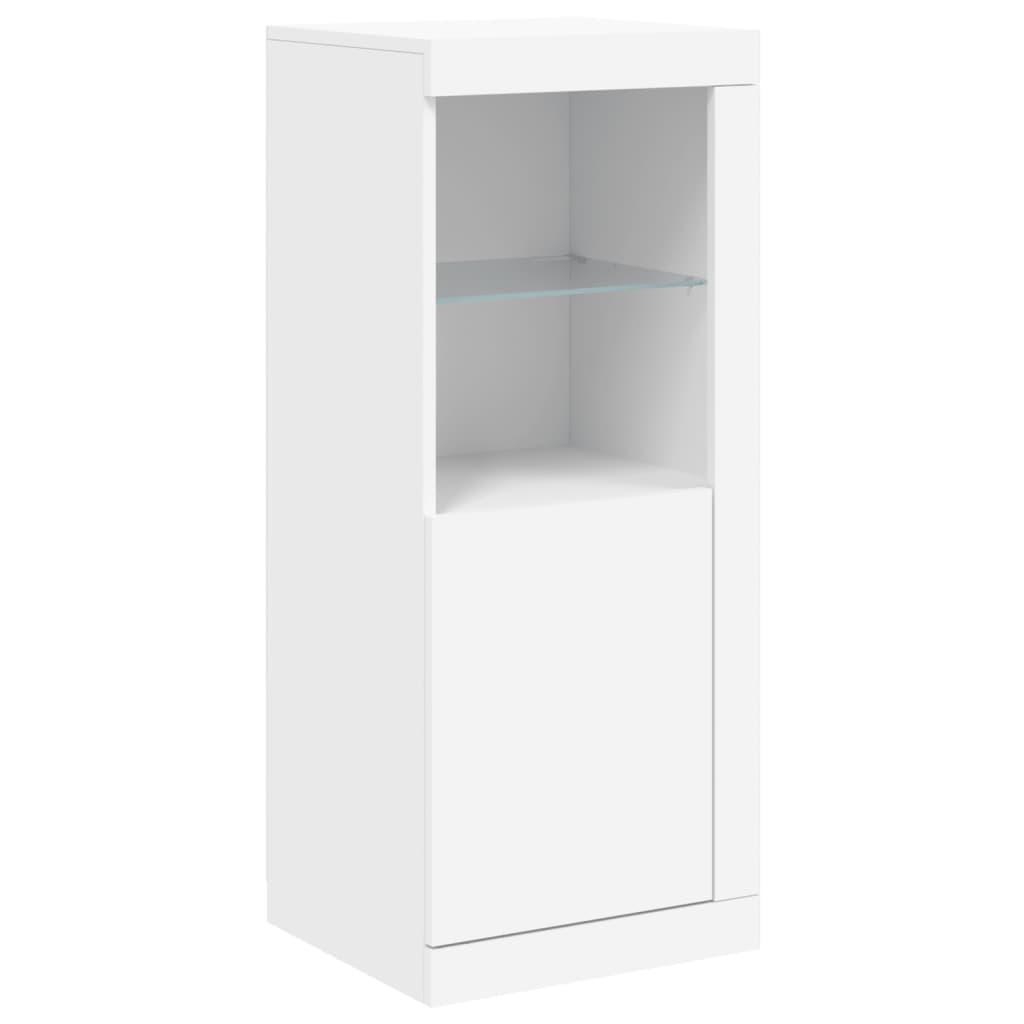 Sānu skapis ar LED gaismām, balts, 41x37x100cm