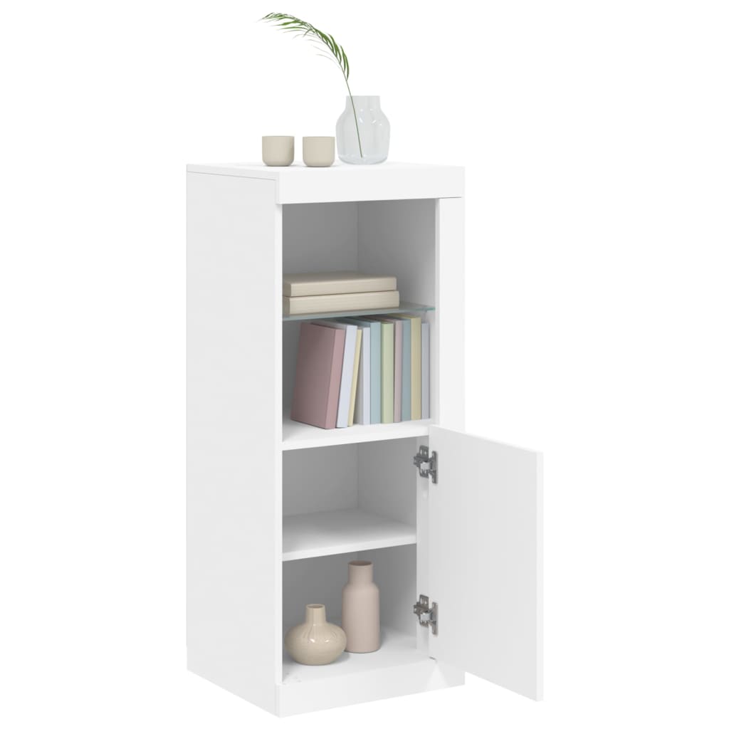 Sānu skapis ar LED gaismām, balts, 41x37x100cm