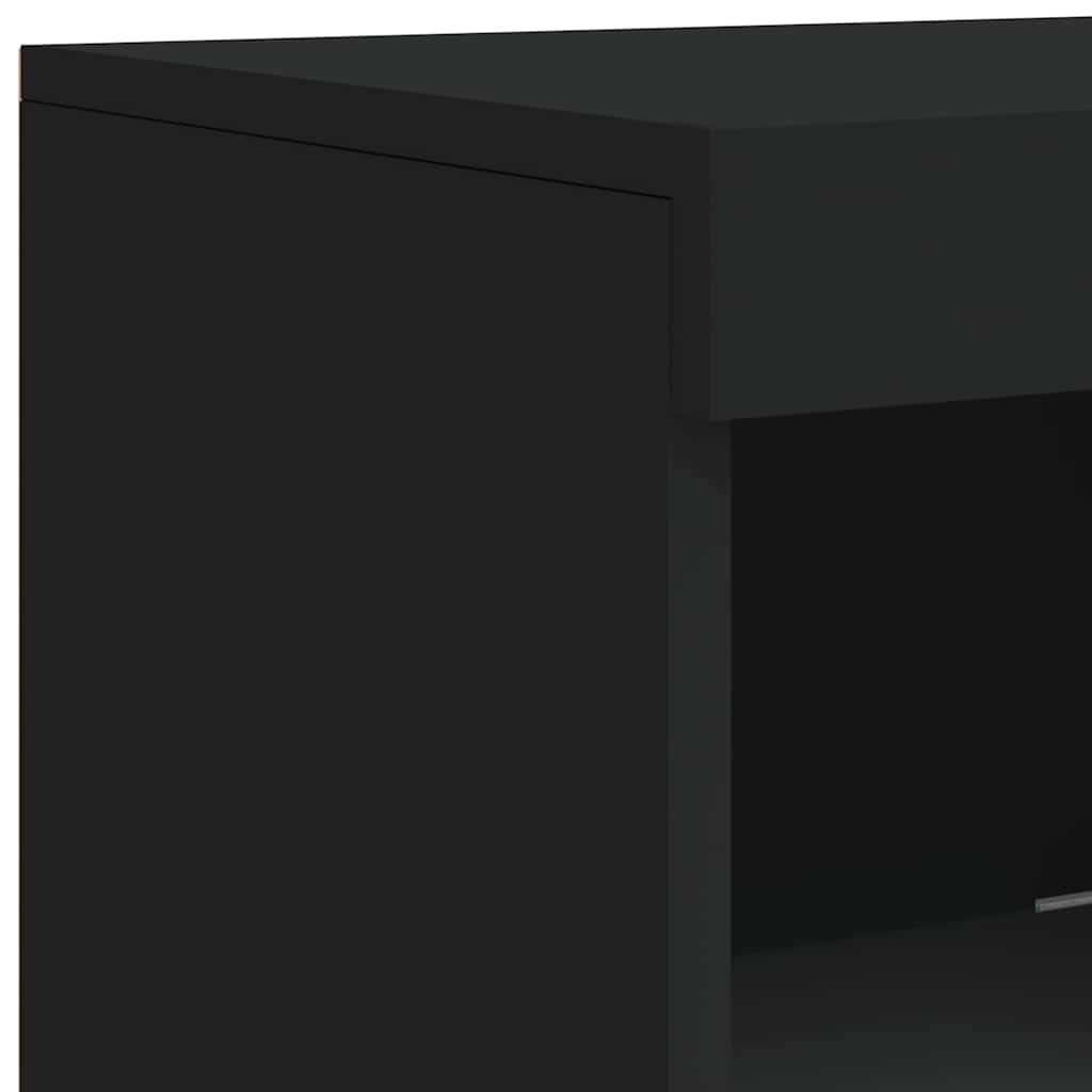 Šoninė spintelė su LED lemputėmis, juodos spalvos, 41x37x100cm