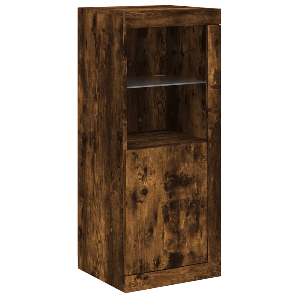 Sideboard with LED Lights, Smoked Oak, 41x37x100cm