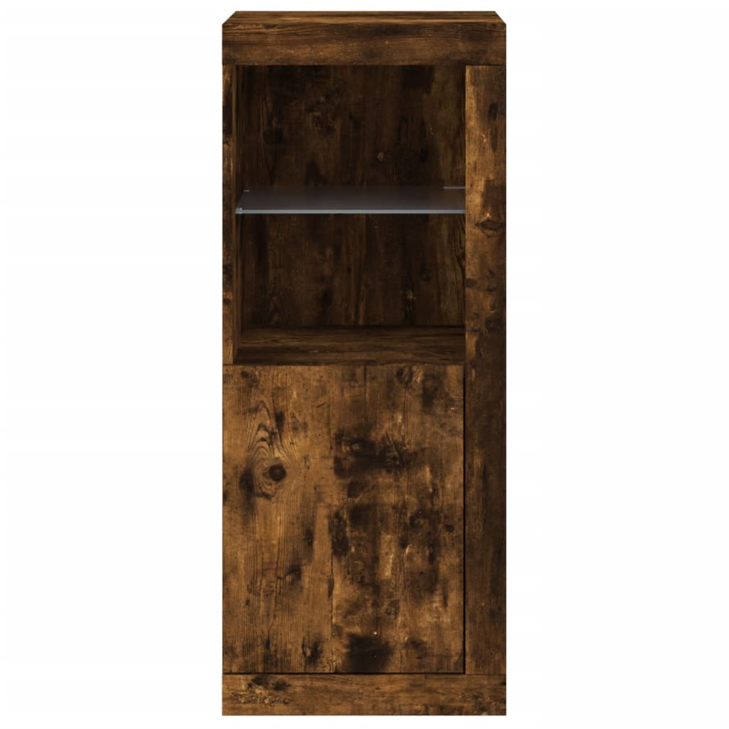 Sideboard with LED Lights, Smoked Oak, 41x37x100cm