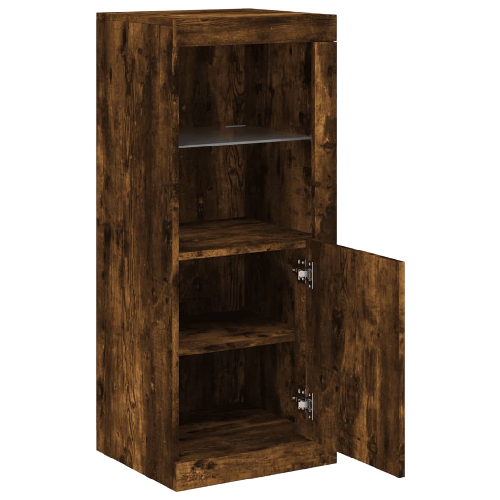 Sideboard with LED Lights, Smoked Oak, 41x37x100cm