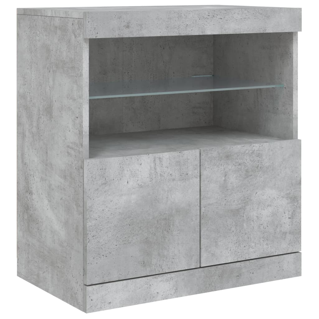 Šoninė spintelė su LED lemputėmis, betono pilka, 60x37x67cm