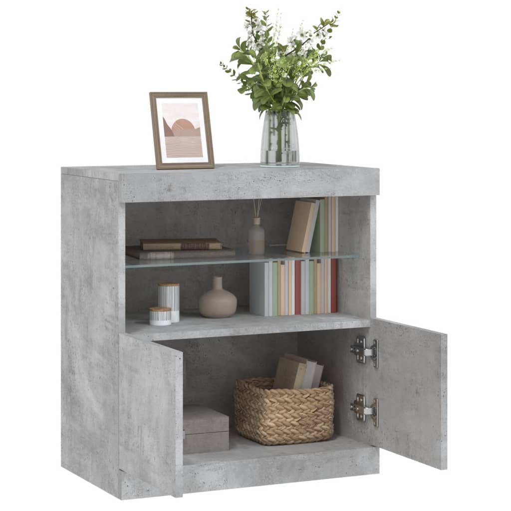 Šoninė spintelė su LED lemputėmis, betono pilka, 60x37x67cm