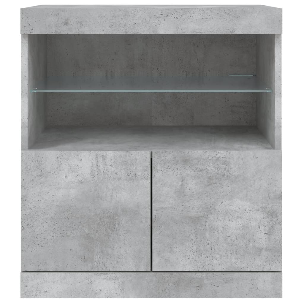 Šoninė spintelė su LED lemputėmis, betono pilka, 60x37x67cm