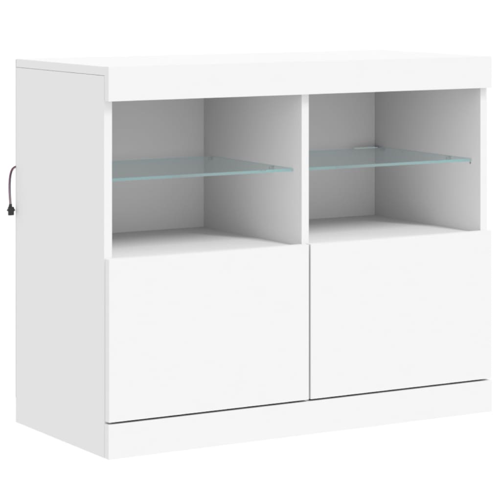 Šoninė spintelė su LED lemputėmis, baltos spalvos, 81x37x67cm