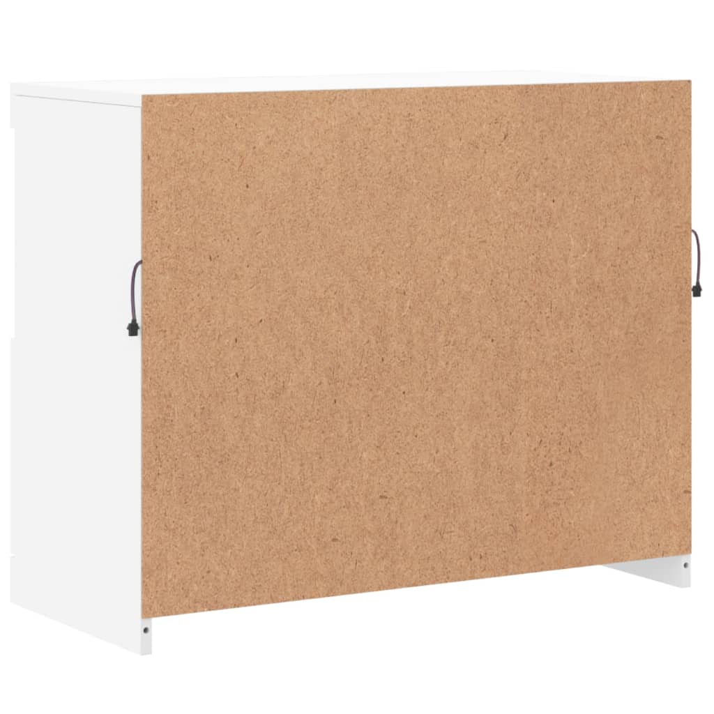 Šoninė spintelė su LED lemputėmis, baltos spalvos, 81x37x67cm