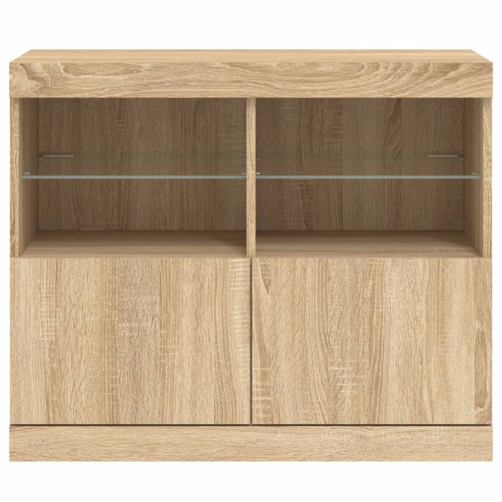 Sideboard with LED lights, oak, 81x37x67cm