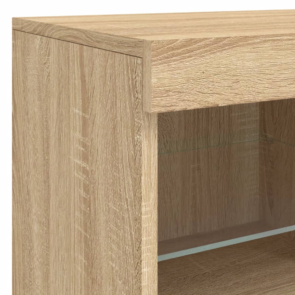Sideboard with LED lights, oak, 81x37x67cm