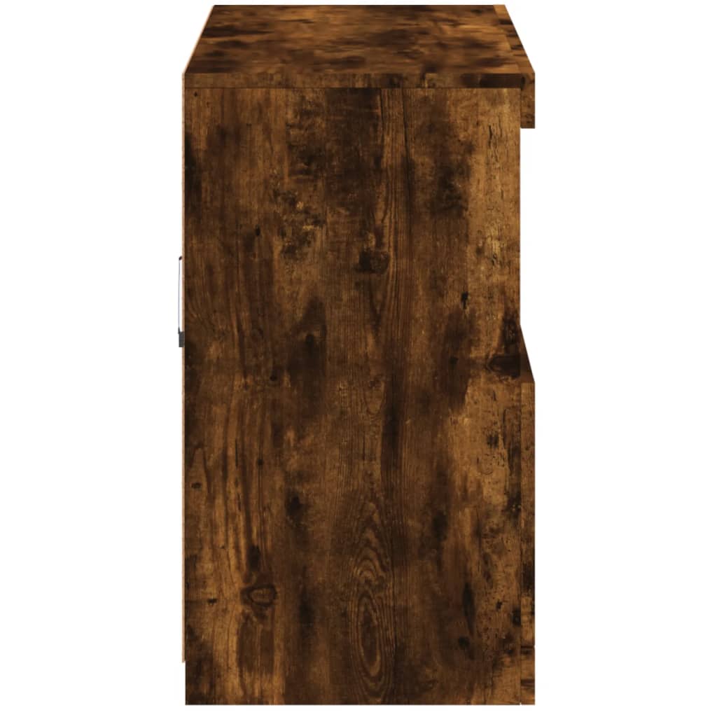 Side cabinet with LED lights, smoky oak, 81x37x67cm
