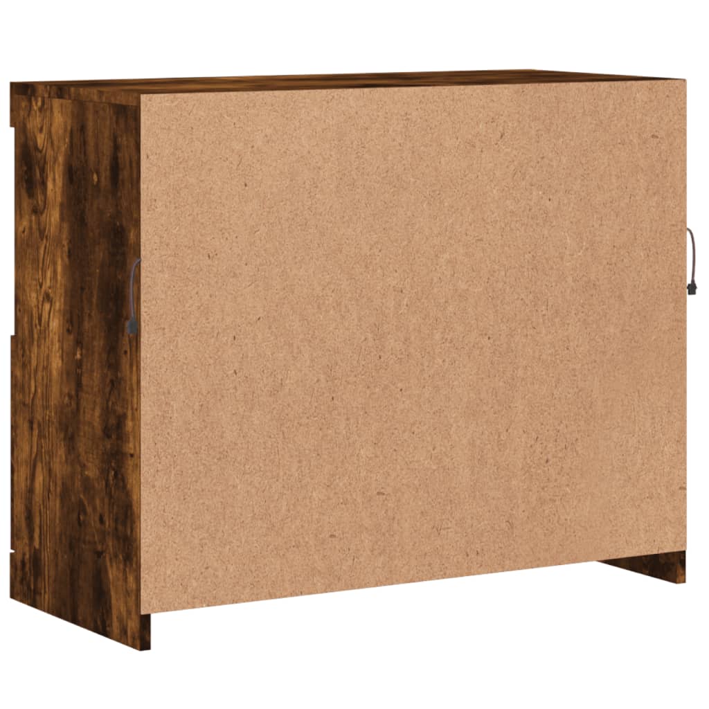 Side cabinet with LED lights, smoky oak, 81x37x67cm