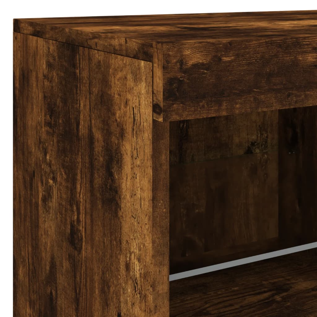 Side cabinet with LED lights, smoky oak, 81x37x67cm