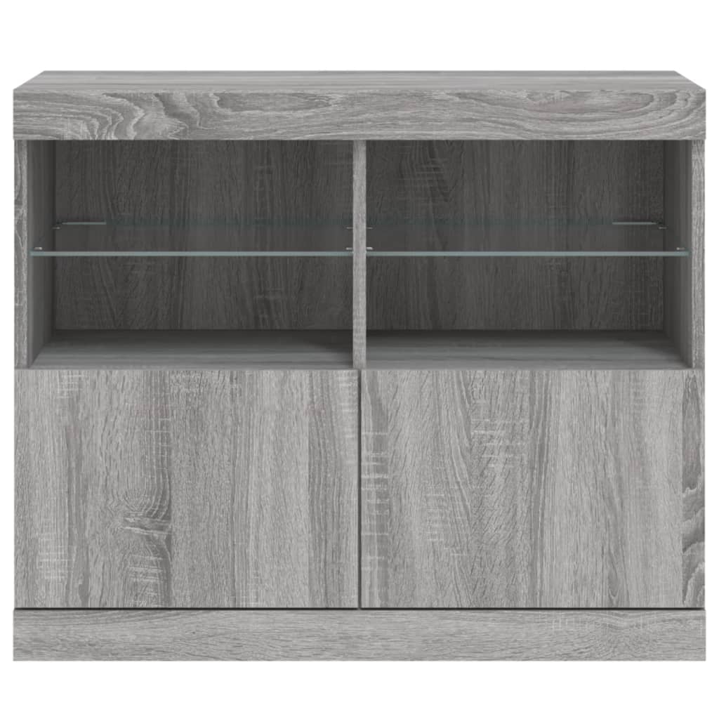 Šoninė spintelė su LED lemputėmis, pilka ąžuolo, 81x37x67cm