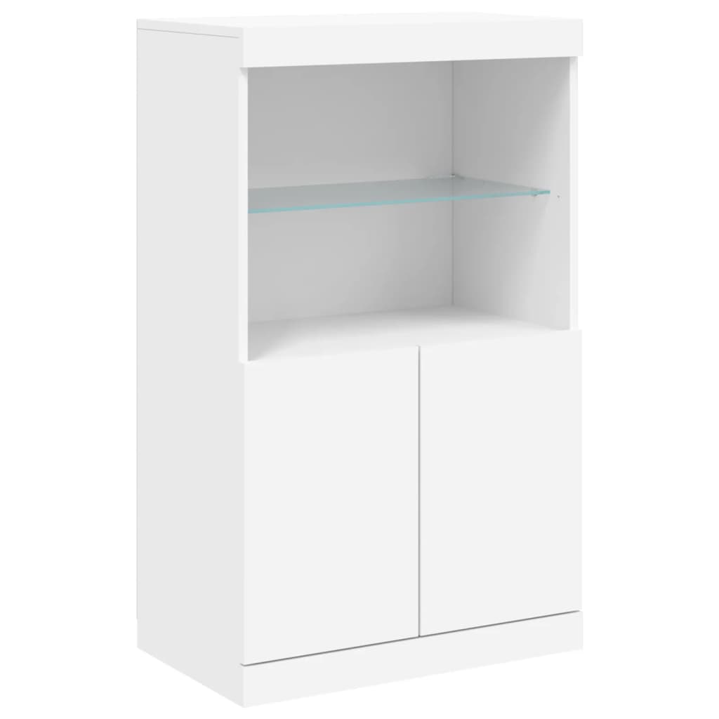 Sideboard with LED lights, white, 60.5x37x100cm