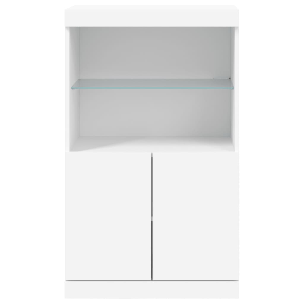 Sideboard with LED lights, white, 60.5x37x100cm