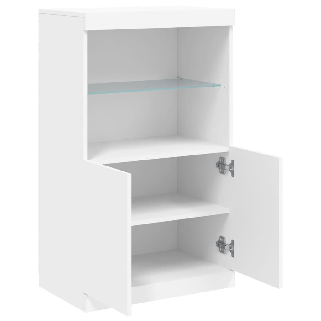 Sideboard with LED lights, white, 60.5x37x100cm
