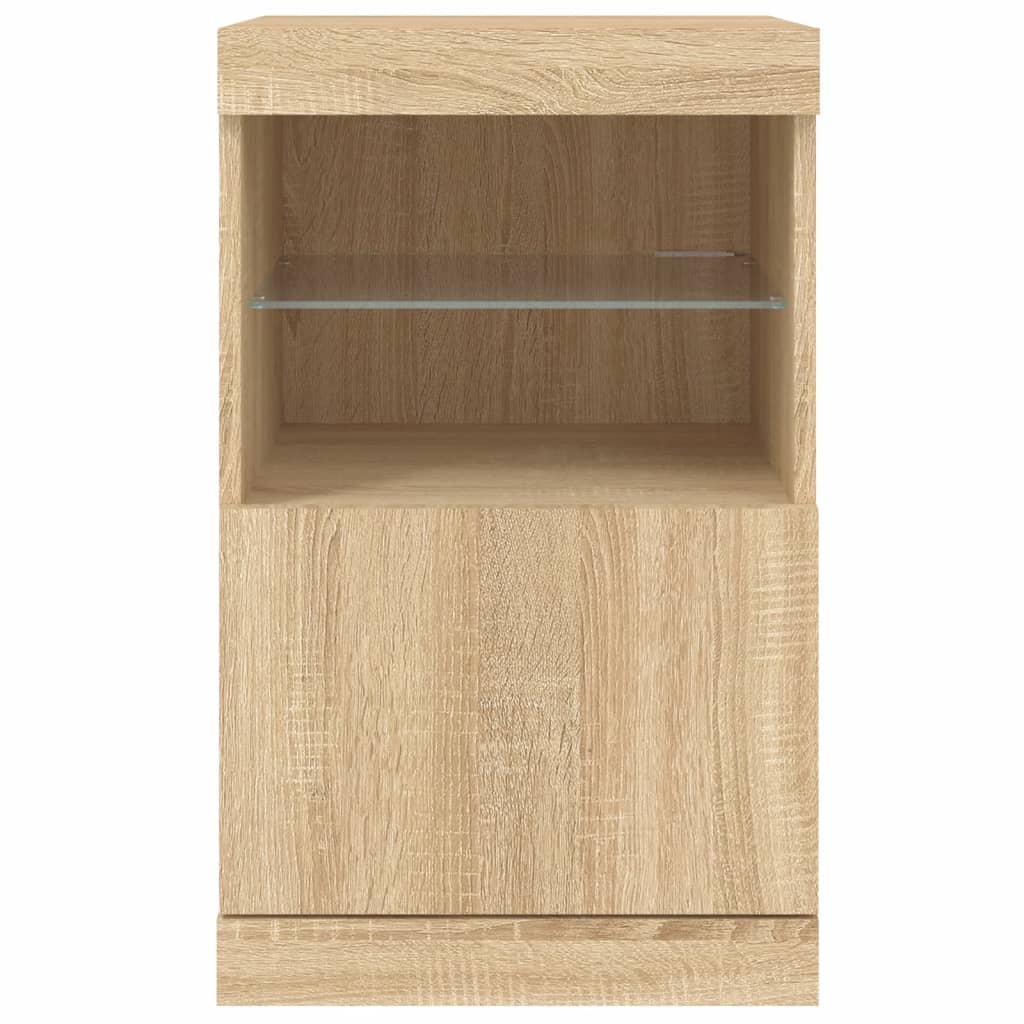 Sideboard with LED lights, oak color, 41x37x67cm