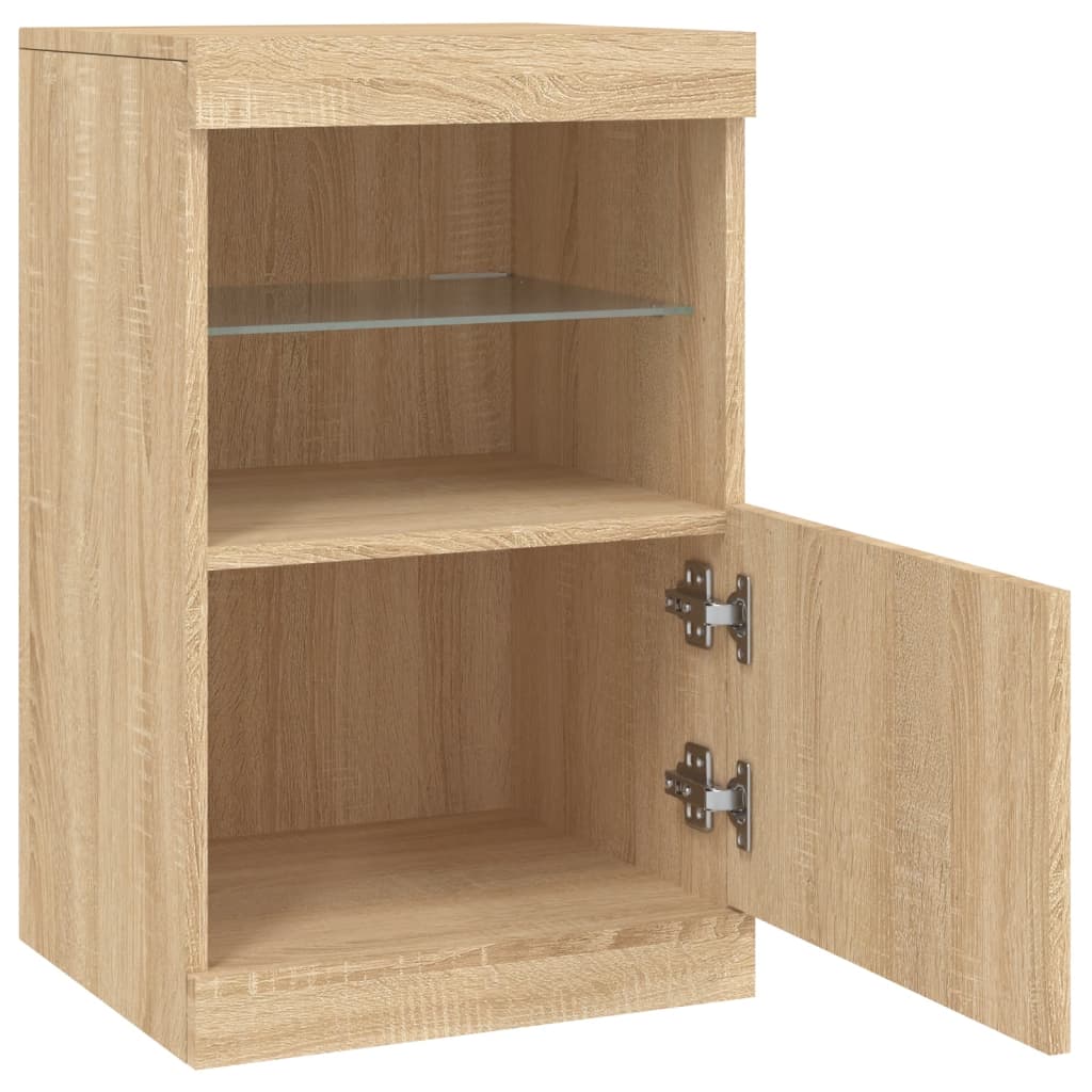Sideboard with LED lights, oak color, 41x37x67cm