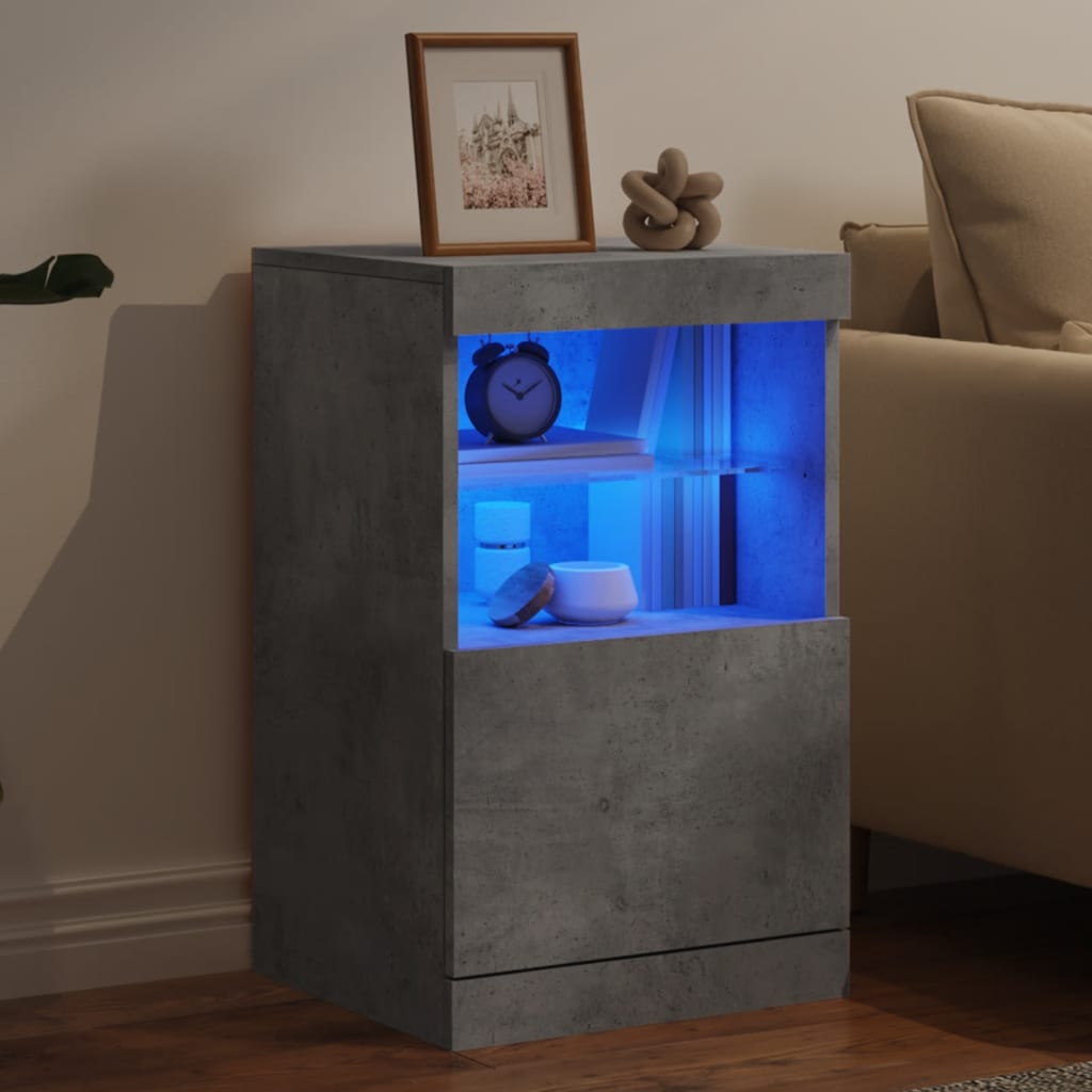 Sideboard with LED lights, concrete grey, 41x37x67cm