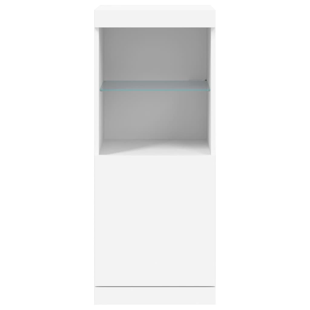 Sānu skapītis ar LED apgaismojumu, balts, 41x37x100cm