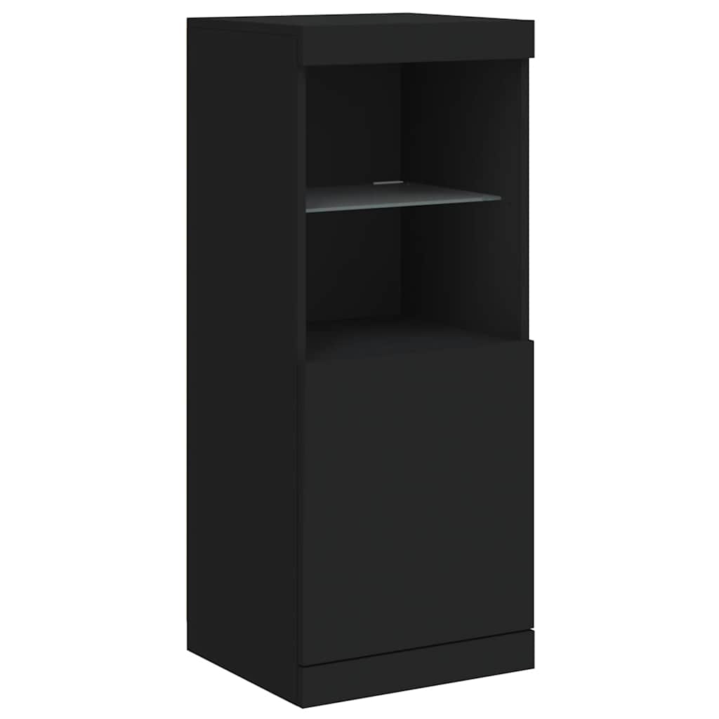 Side cabinet with LED lights, black, 41x37x100cm