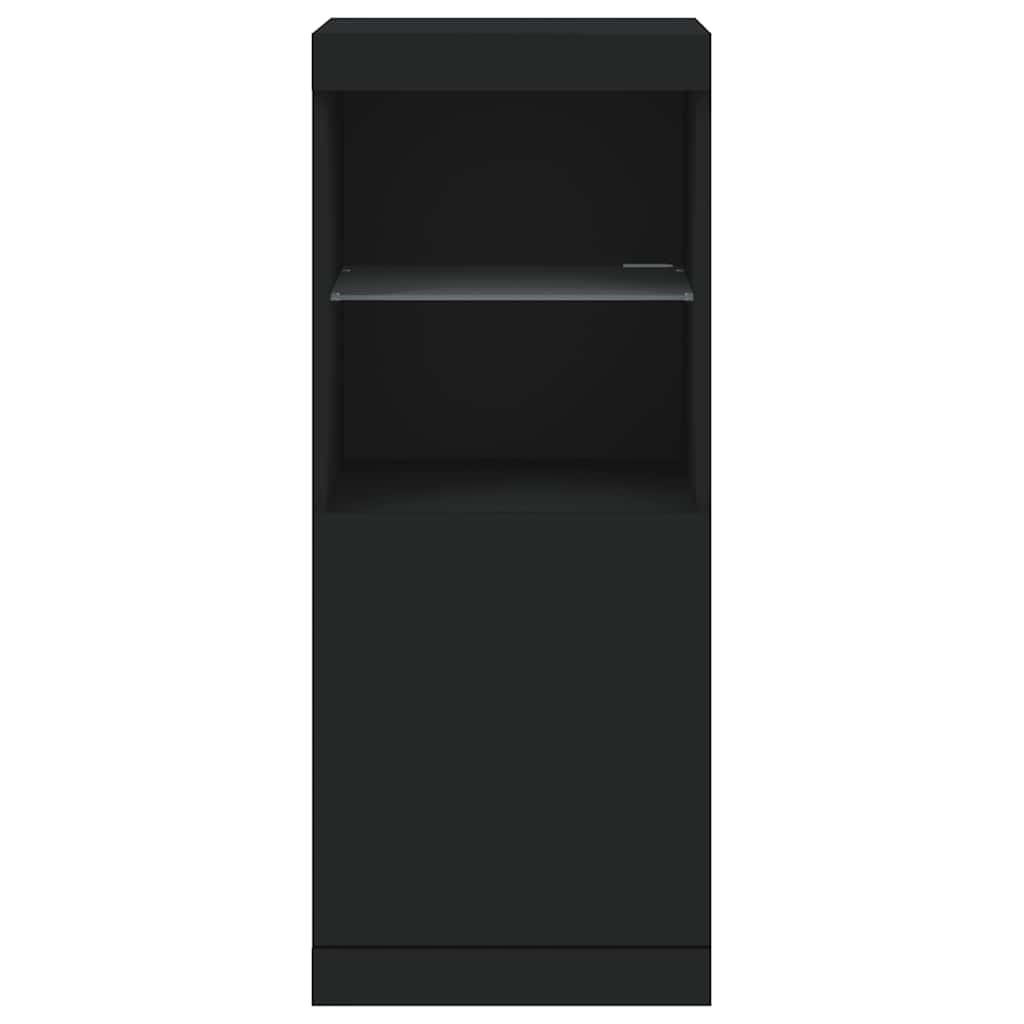 Side cabinet with LED lights, black, 41x37x100cm