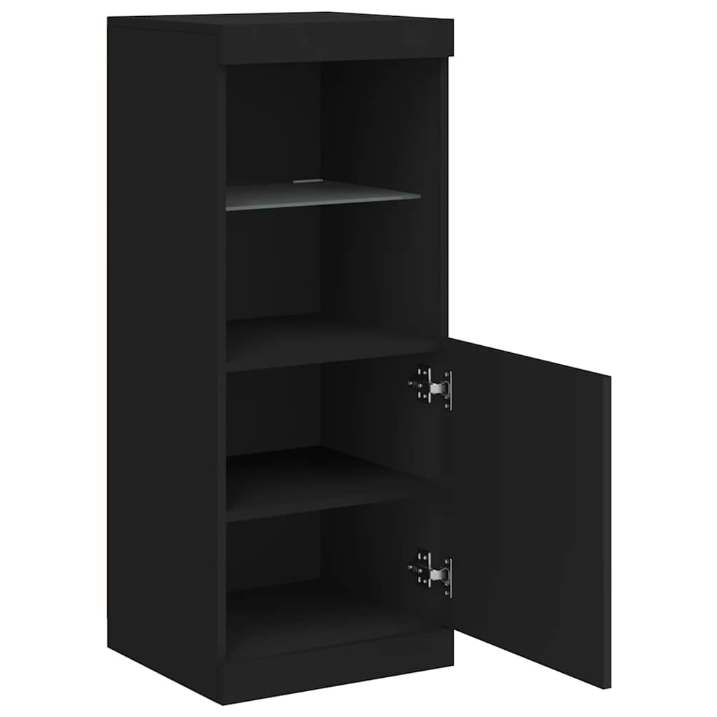 Side cabinet with LED lights, black, 41x37x100cm