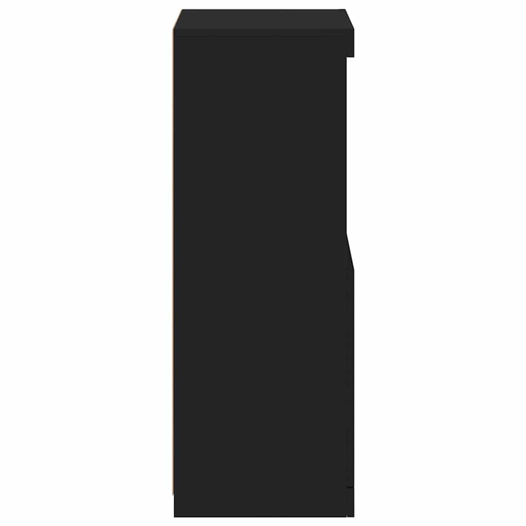 Side cabinet with LED lights, black, 41x37x100cm