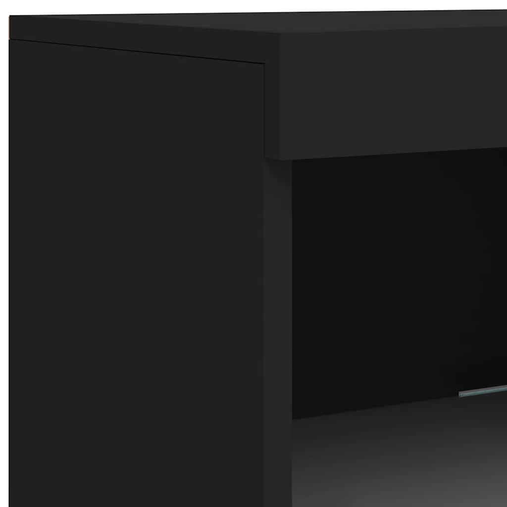 Side cabinet with LED lights, black, 41x37x100cm