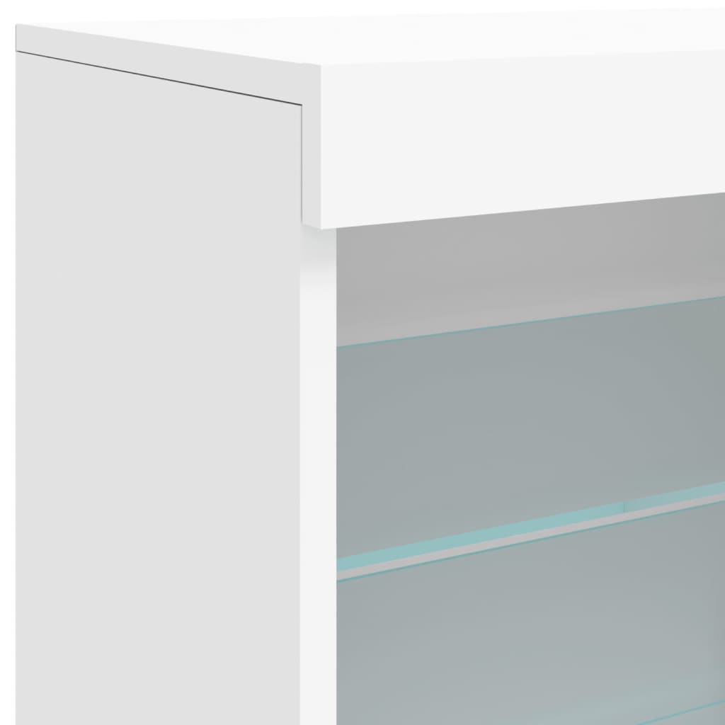 Šoninė spintelė su LED lemputėmis, baltos spalvos, 60,5x37x67cm