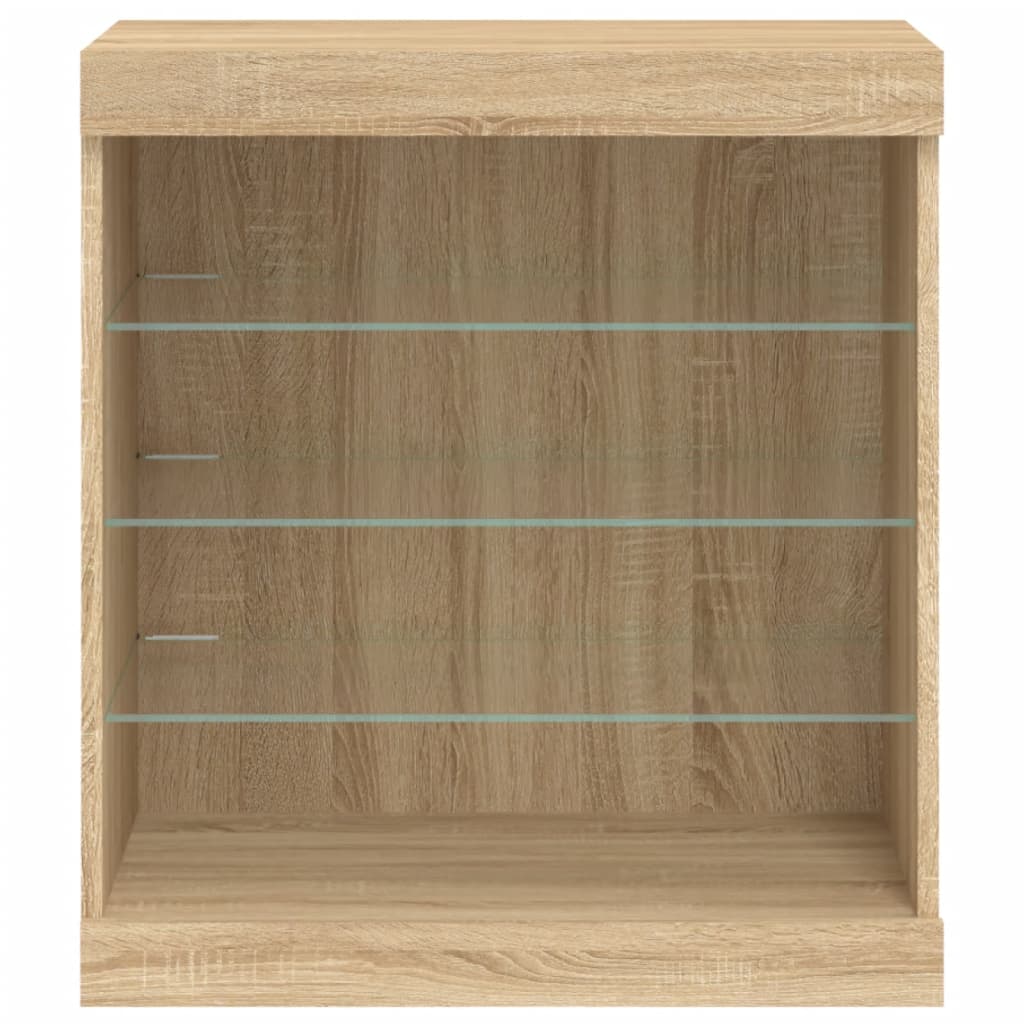 Sideboard with LED lights, oak, 60.5x37x67cm