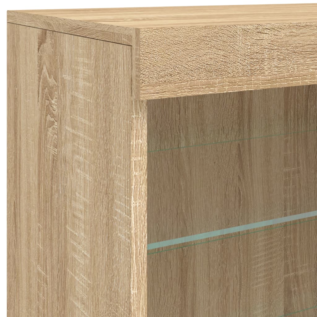 Sideboard with LED lights, oak, 60.5x37x67cm