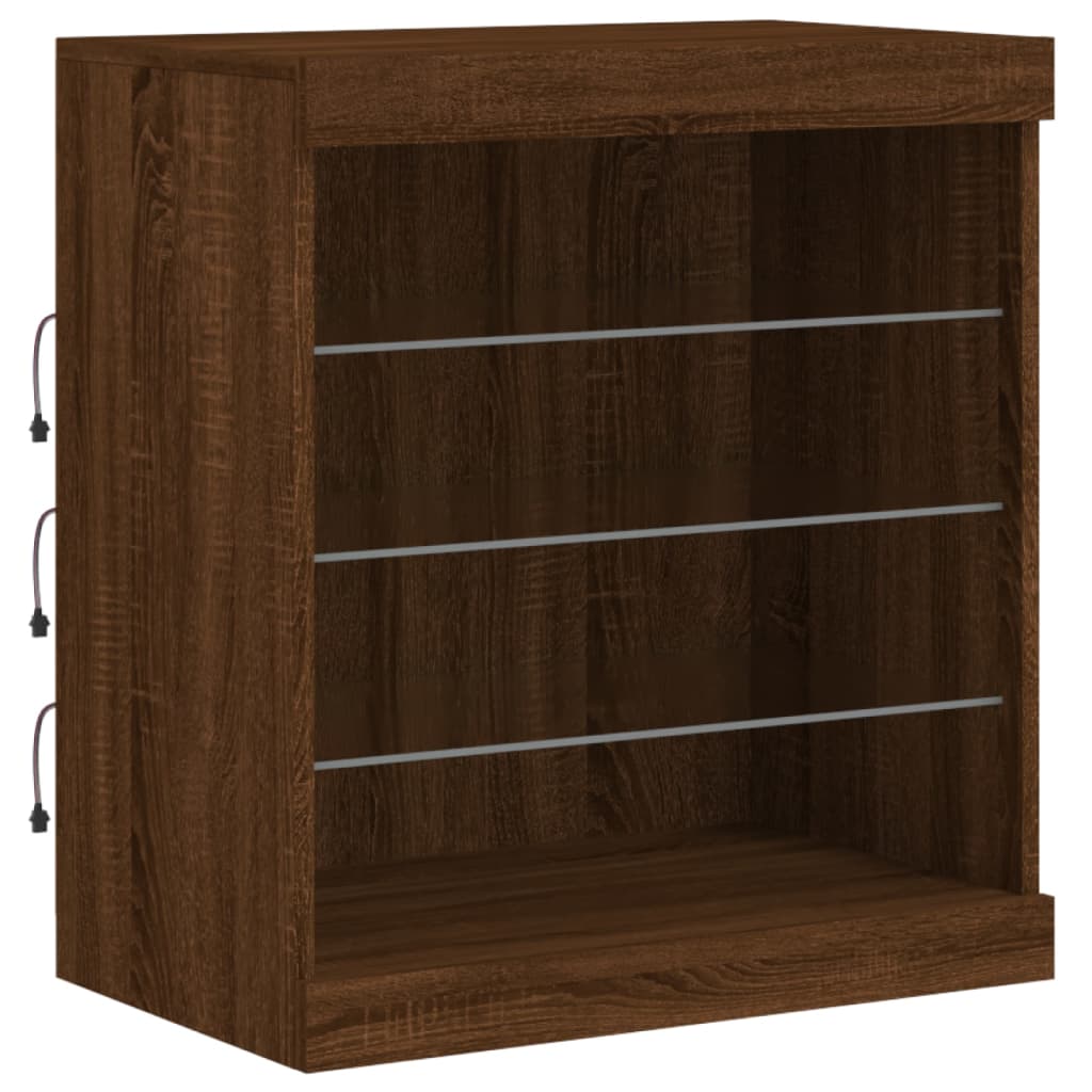 Sideboard with LED lights, brown oak, 60.5x37x67cm