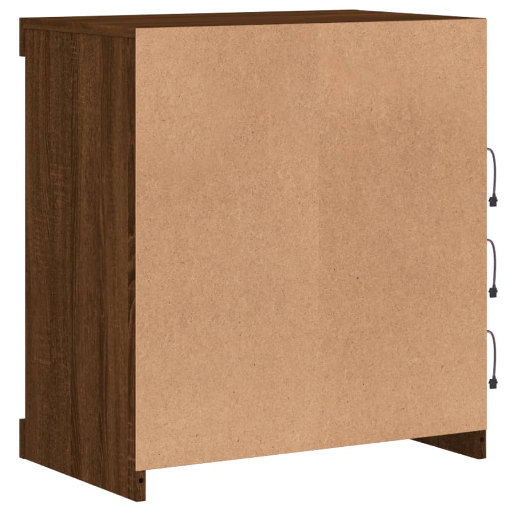 Sideboard with LED lights, brown oak, 60.5x37x67cm