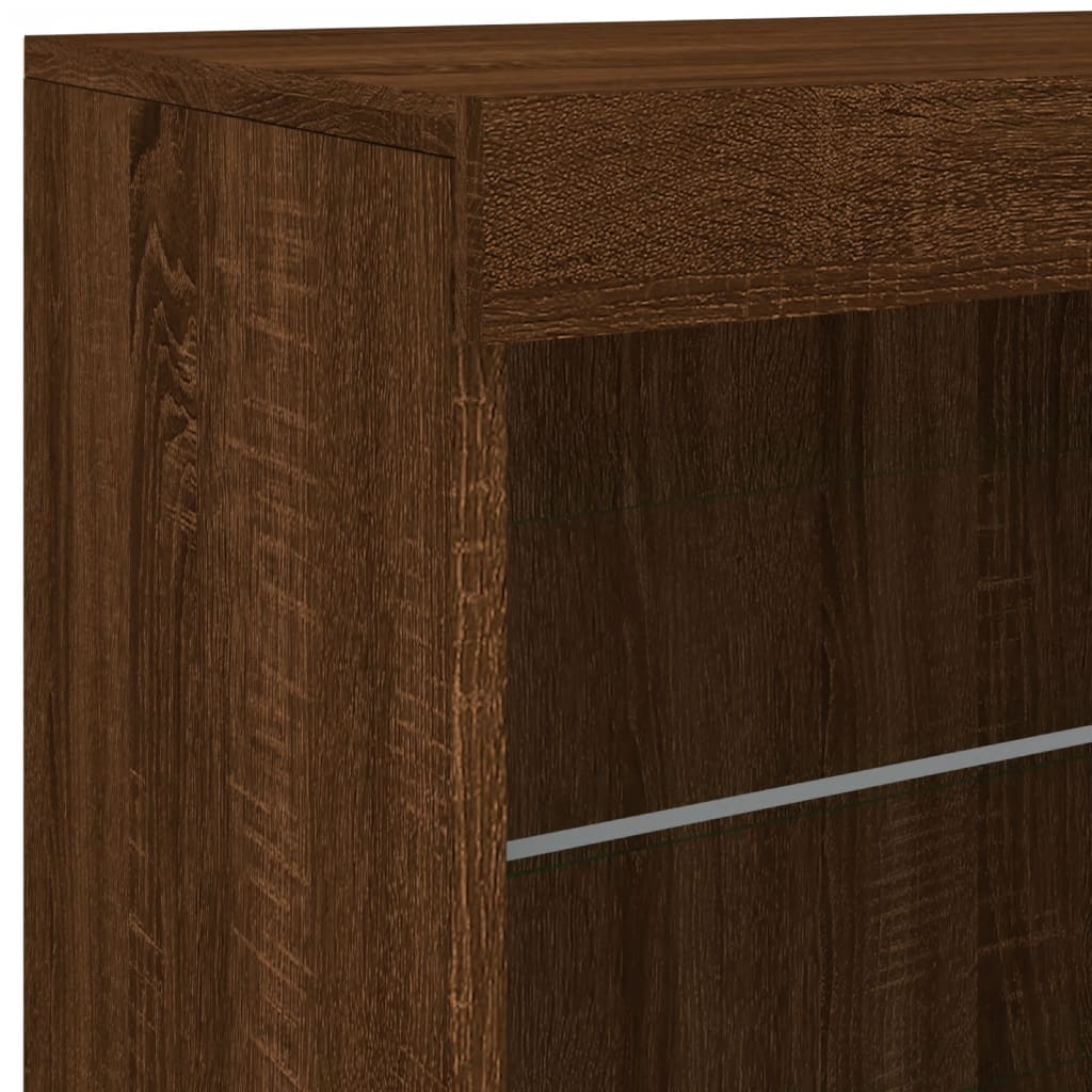 Sideboard with LED lights, brown oak, 60.5x37x67cm