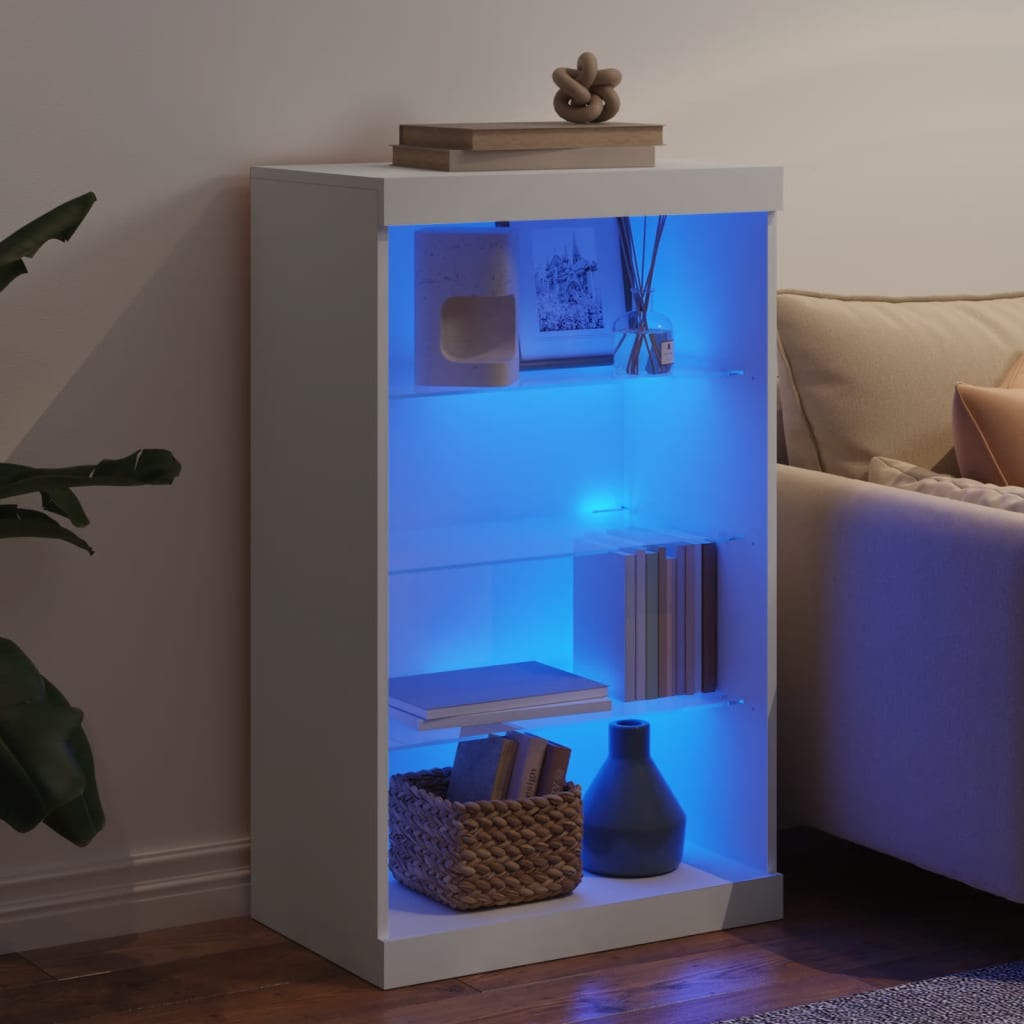 Sideboard with LED lights, white, 60.5x37x100cm