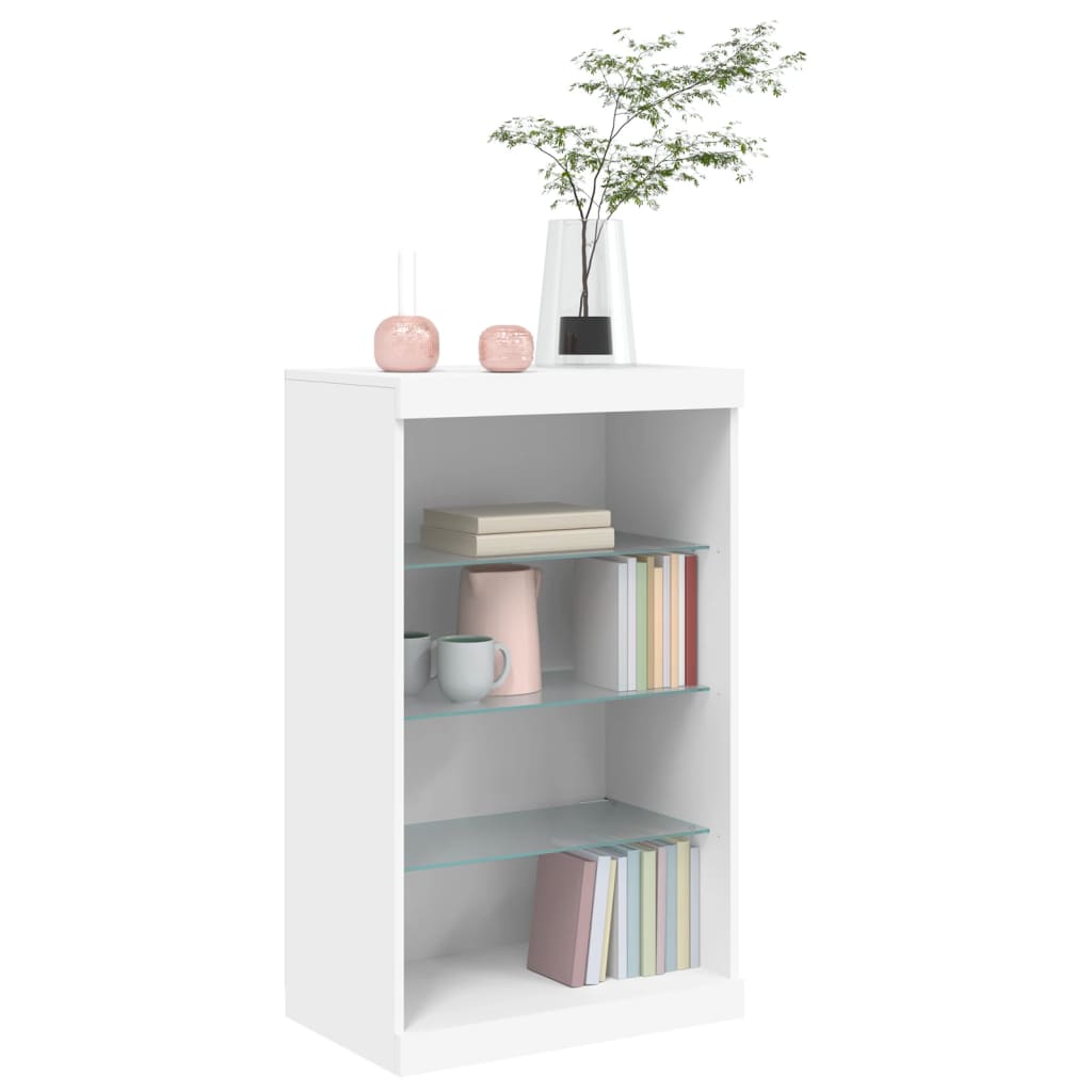 Sideboard with LED lights, white, 60.5x37x100cm