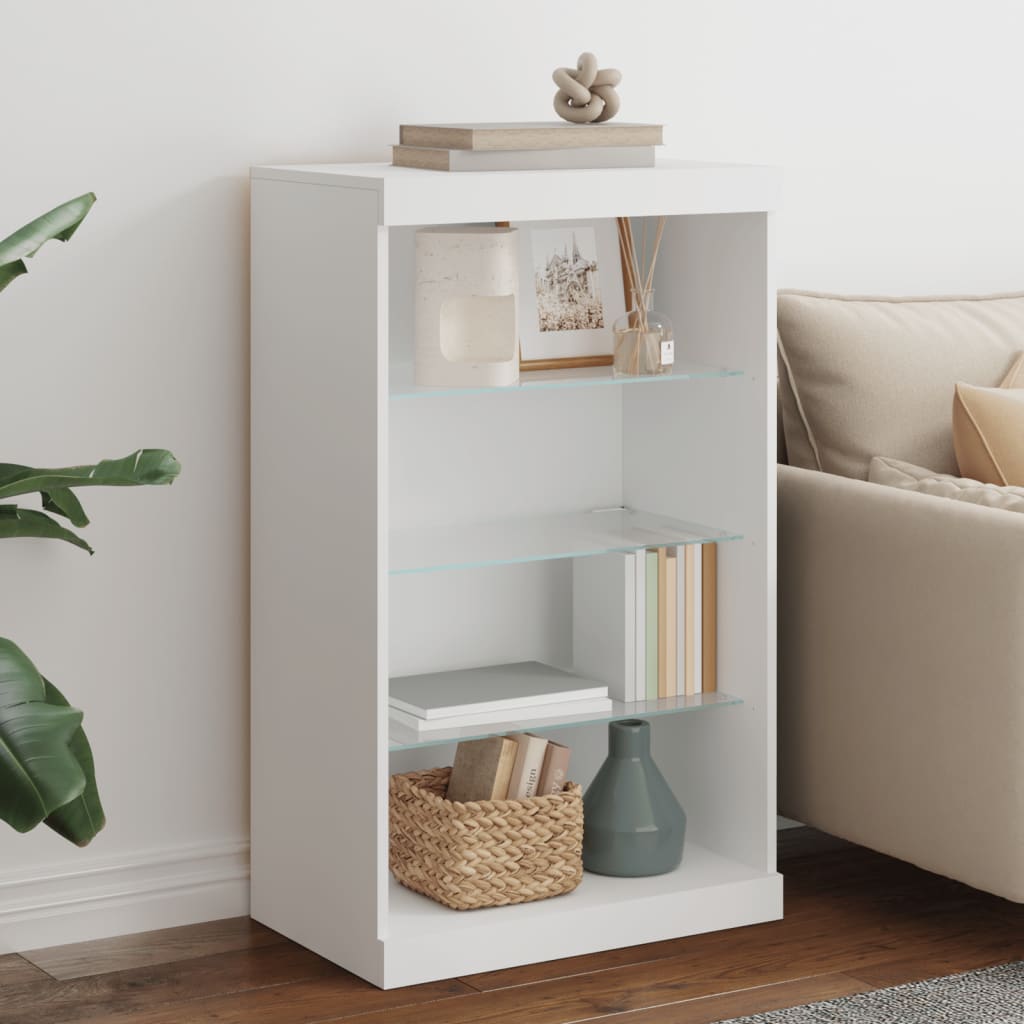 Sideboard with LED lights, white, 60.5x37x100cm