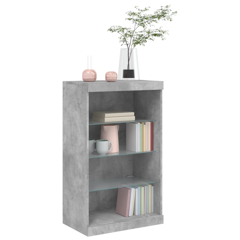 Side cabinet with LED lights, concrete grey, 60.5x37x100cm
