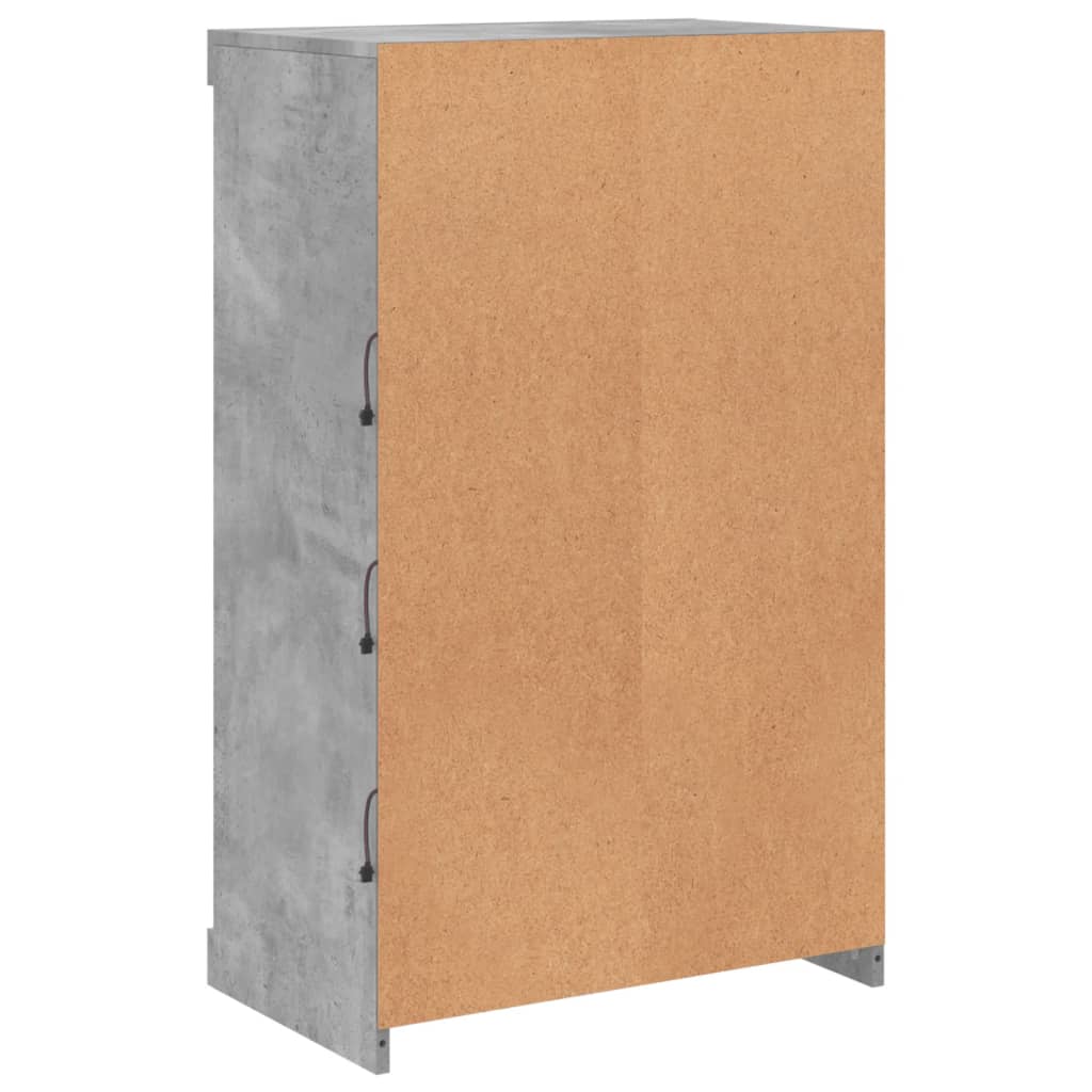 Side cabinet with LED lights, concrete grey, 60.5x37x100cm