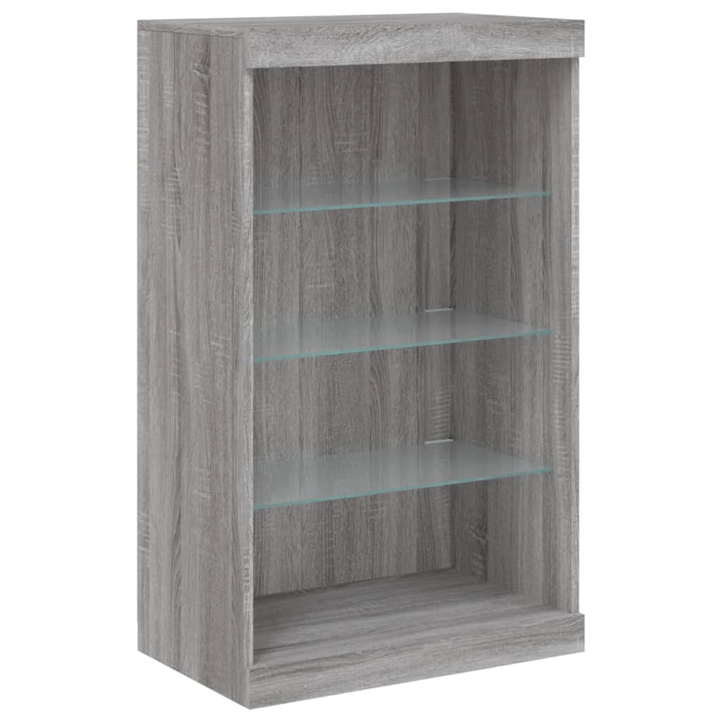 Sānu skapītis ar LED apgaismojumu, ozolkoka pelēks, 60,5x37x100 cm