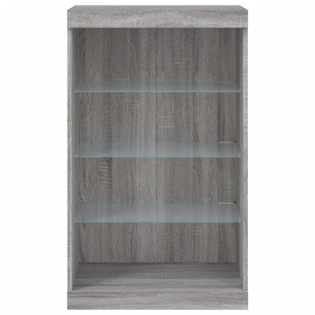 Sānu skapītis ar LED apgaismojumu, ozolkoka pelēks, 60,5x37x100 cm